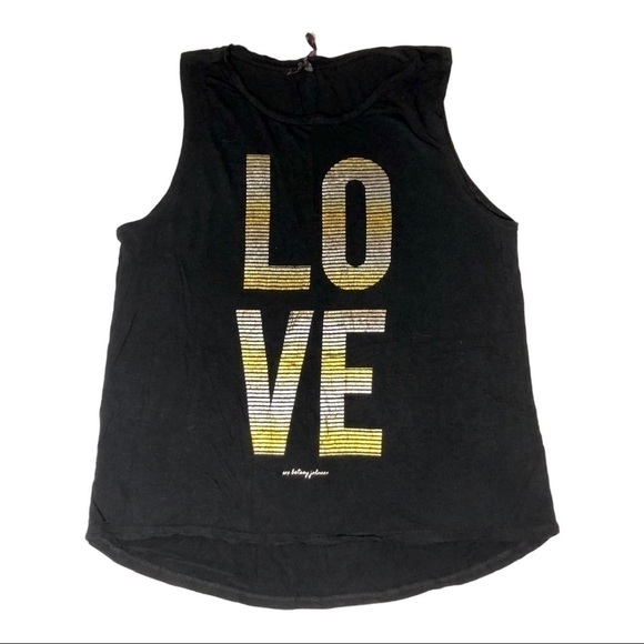 𝅺Betsey Johnson Metallic LOVE tank top Size M - Picture 1 of 3